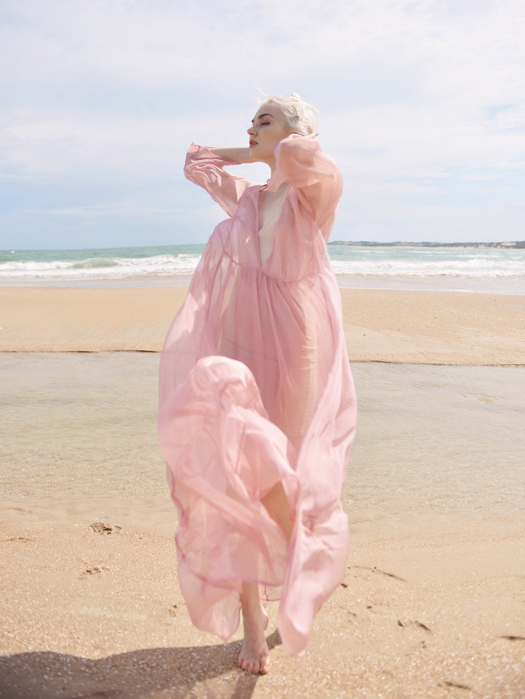 Sheer Silk Long Dress - Maternity Dress for Photoshoot - Sheer Silk Beach Cover up - Sheer Long Dress - Lelasilk