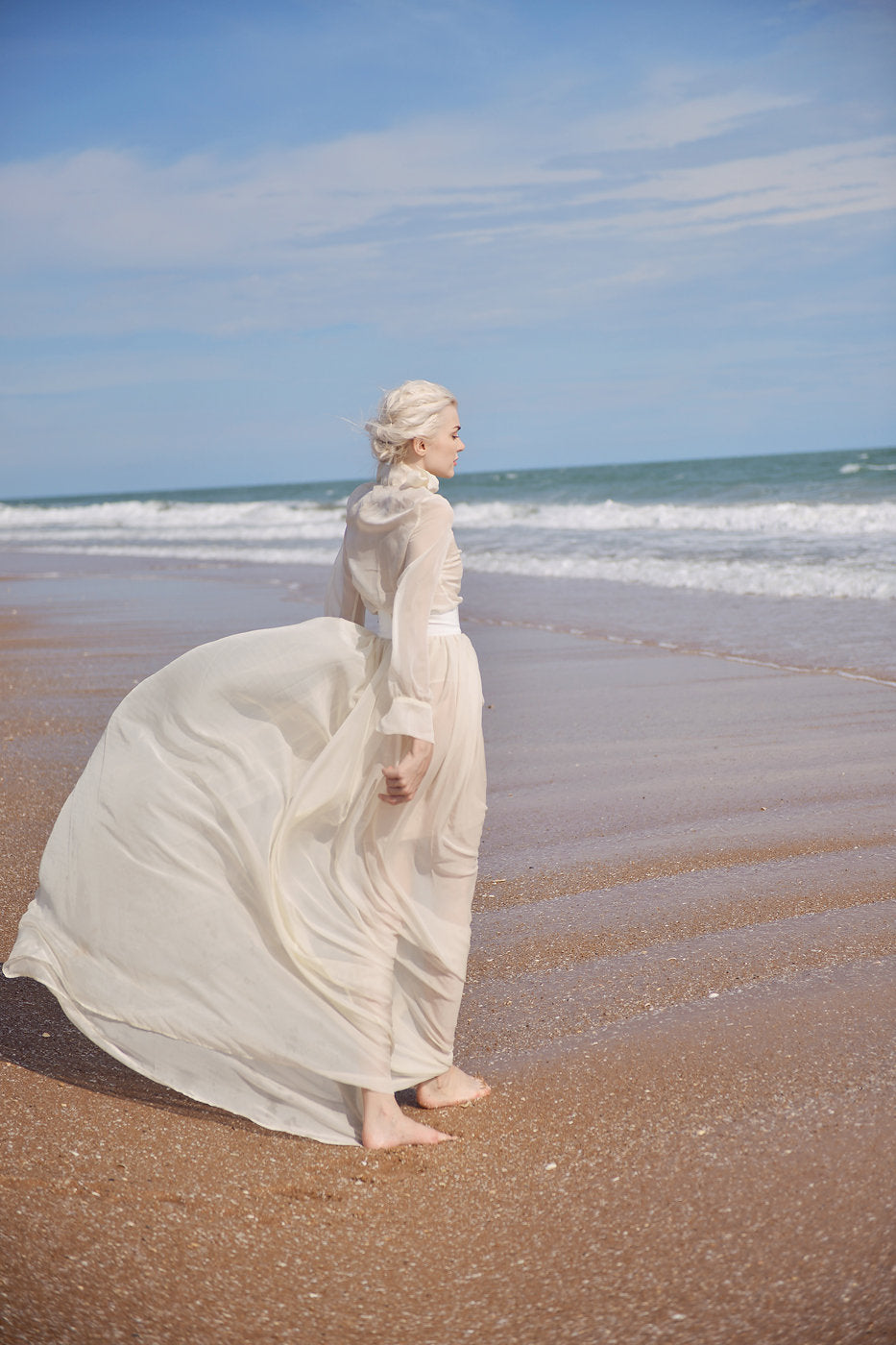 Long Silk Dress - Long Sheer Silk Dress - Women Dress with Train - Sheer Silk Dressing Gown
