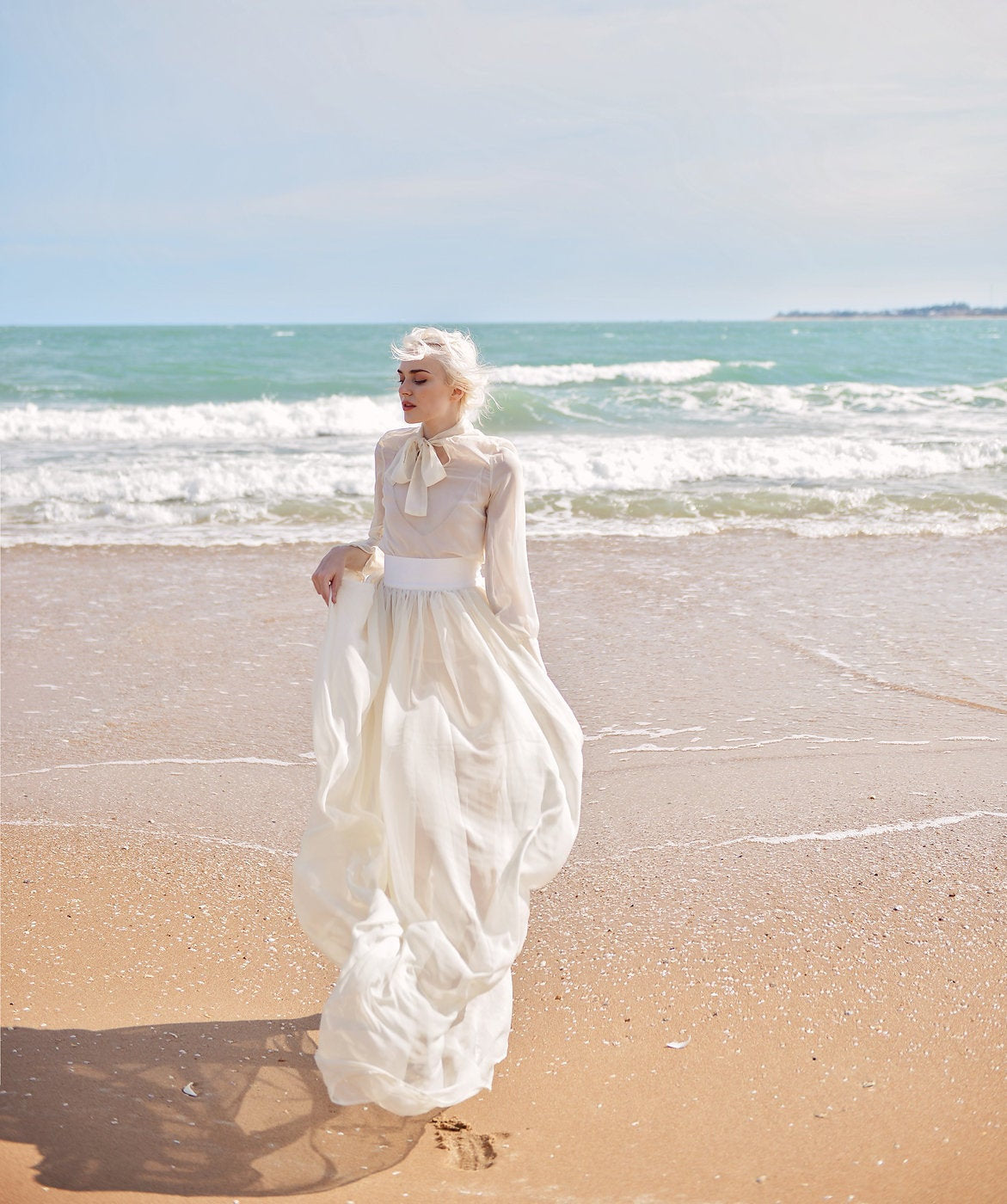 Long Silk Dress - Long Sheer Silk Dress - Women Dress with Train - Sheer Silk Dressing Gown