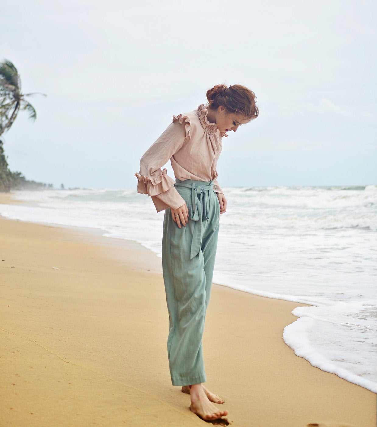 Linen Pants Relaxed Fit - Women Linen Pants - Cotton Pants Elastic Waist
