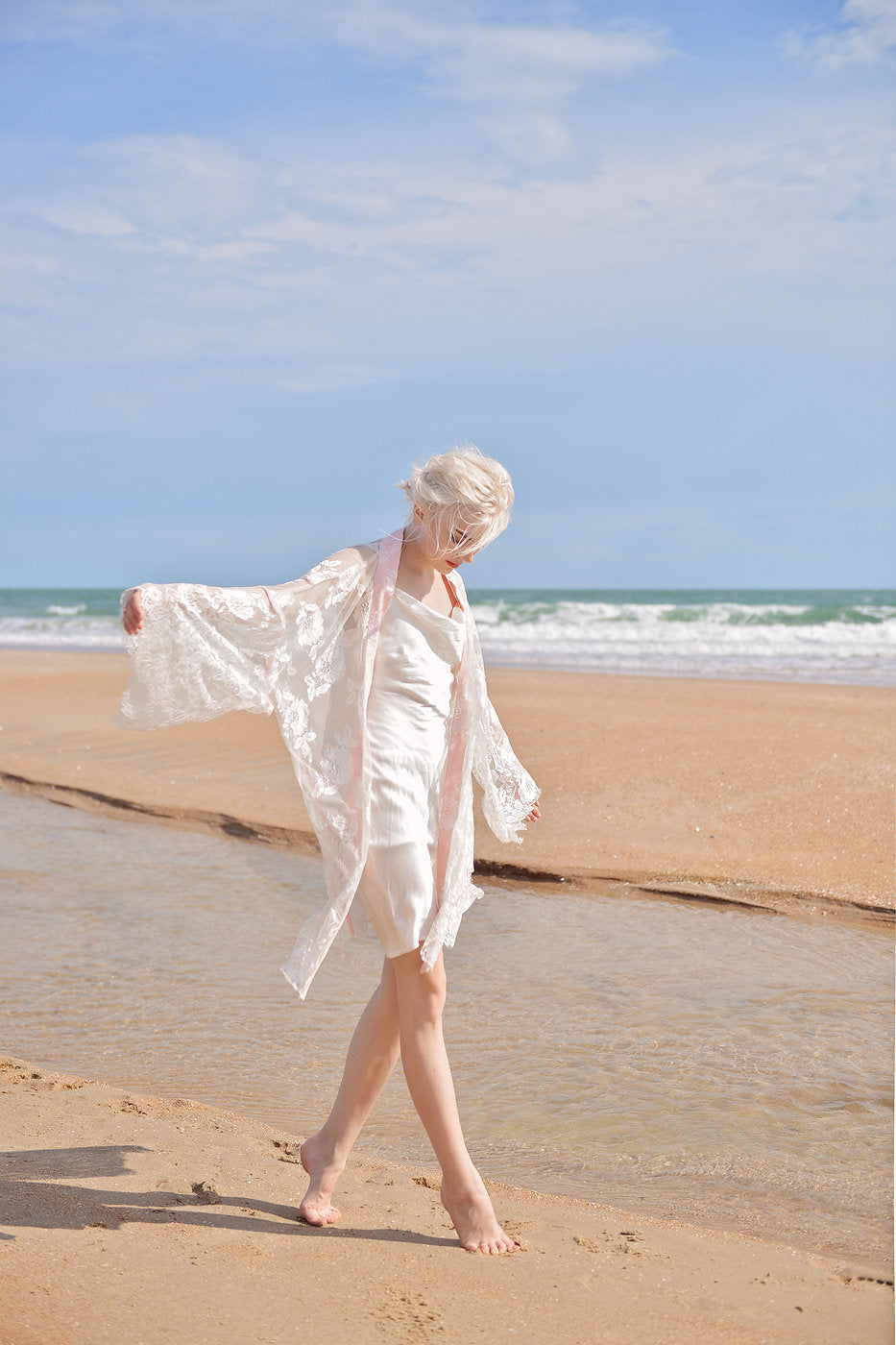 Lace Robe for Women - Women Lace Midi Robe - Bridal Short Lace Robe