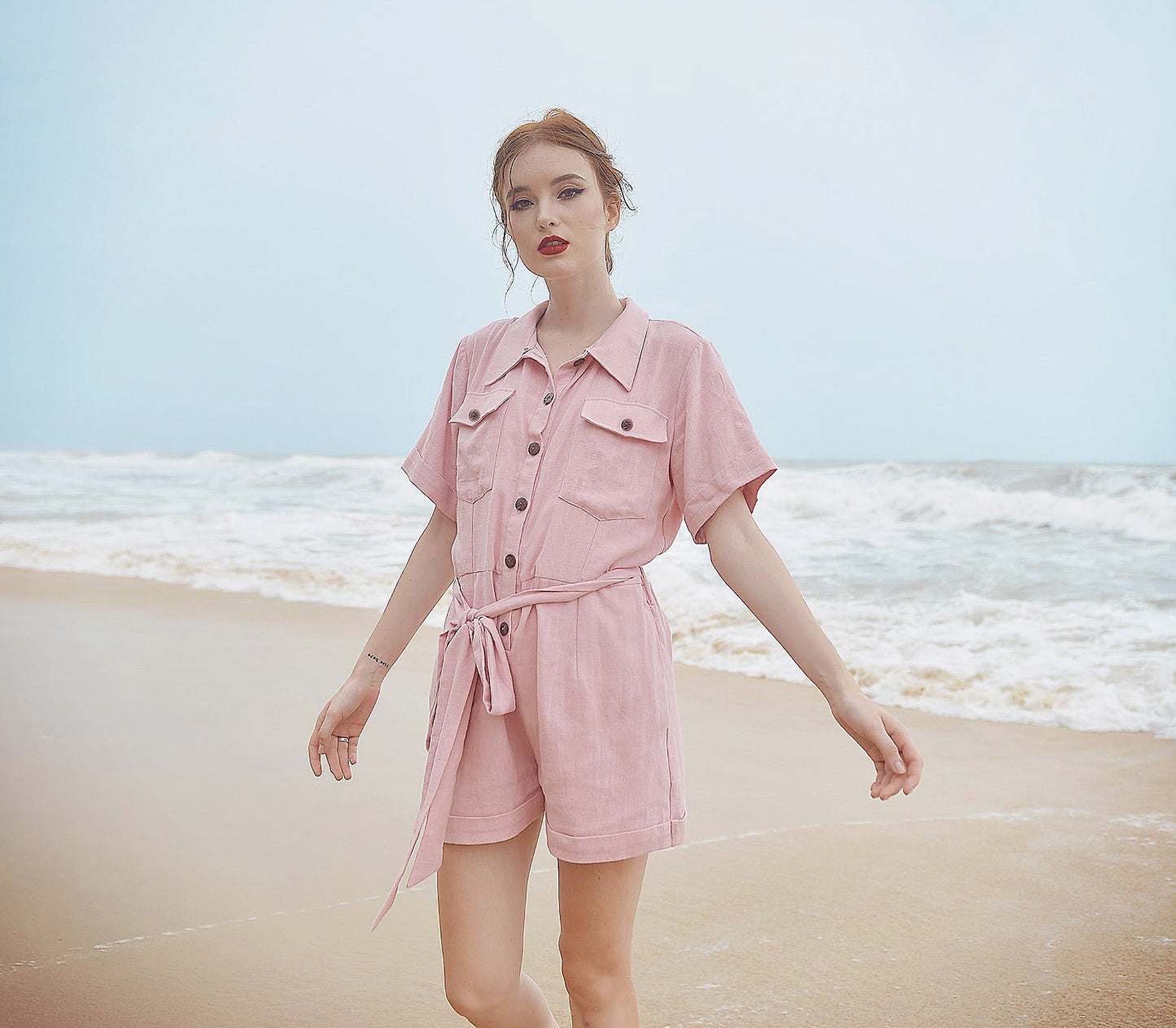 Linen Romper Women - Linen Jumpsuit for Women - Short Linen Jumper -  Organic Cotton Romper
