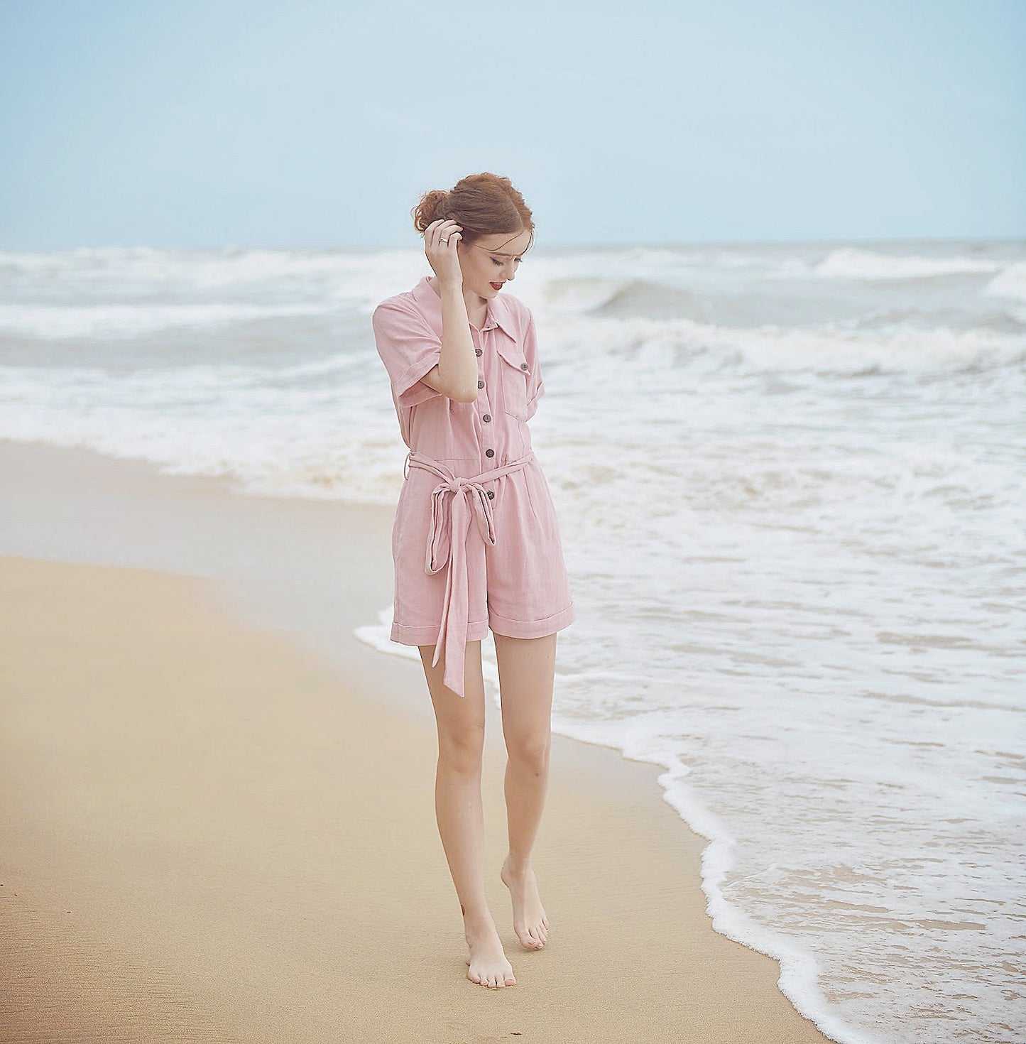 Linen Romper Women - Linen Jumpsuit for Women - Short Linen Jumper -  Organic Cotton Romper
