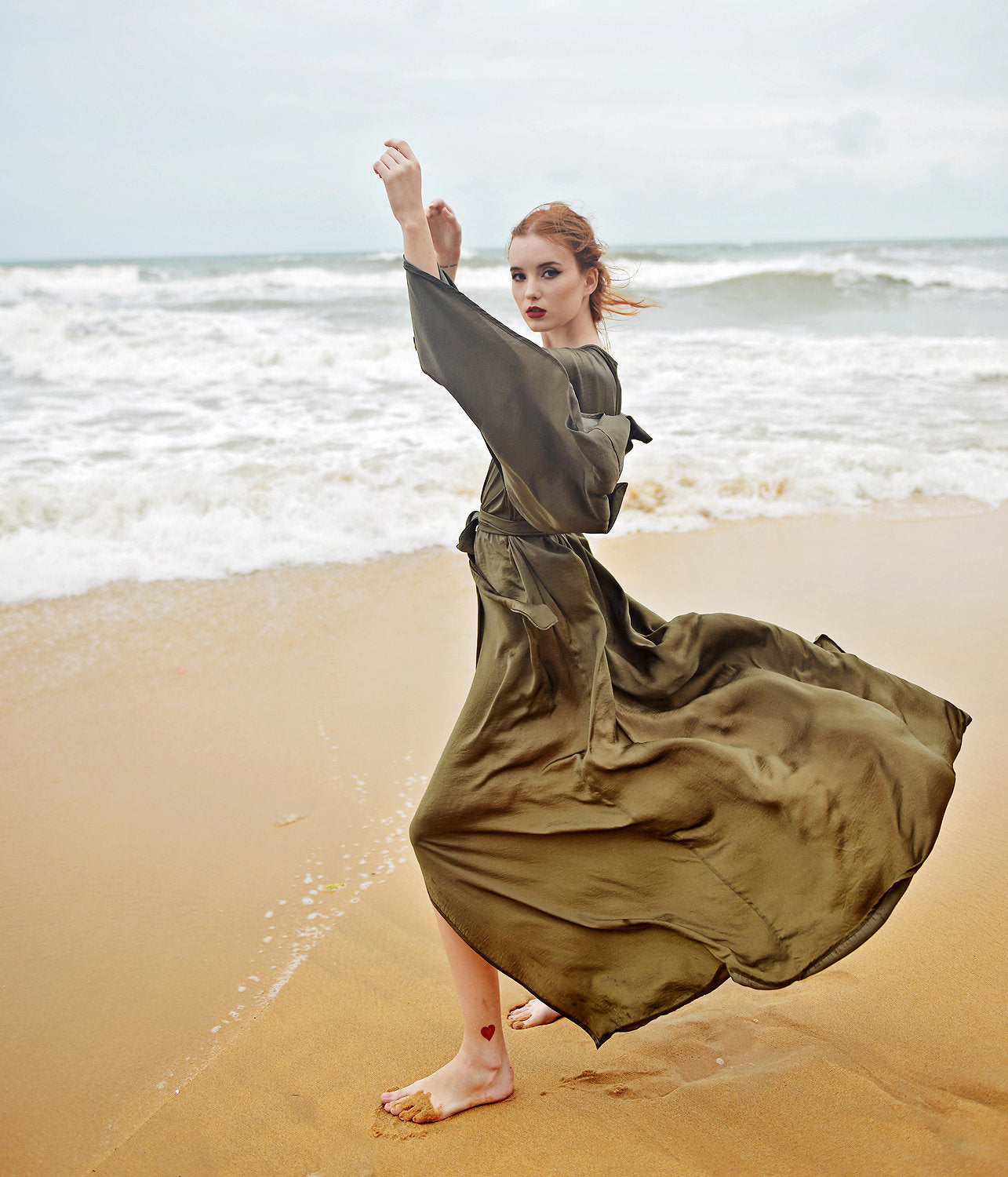 Silk Robe Kimono Sleeves - Bridal Long Robe - Getting Ready Robe - Floor Length Gown - Long Dressing Gown - Long Sleeve Wedding Robe