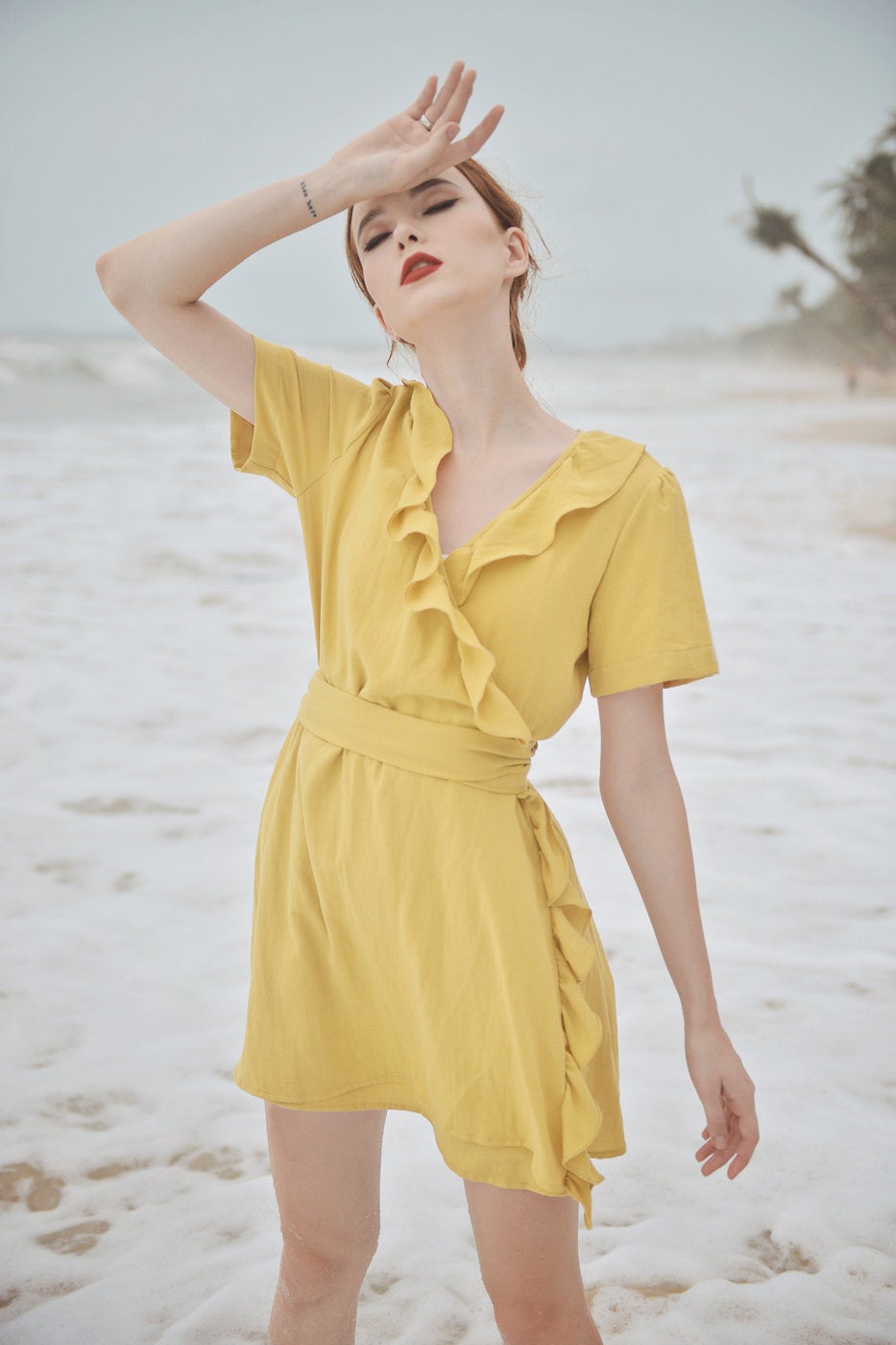 Wrap Dress Cotton - Wrap Dress Linen - Frills Wraparound Dress