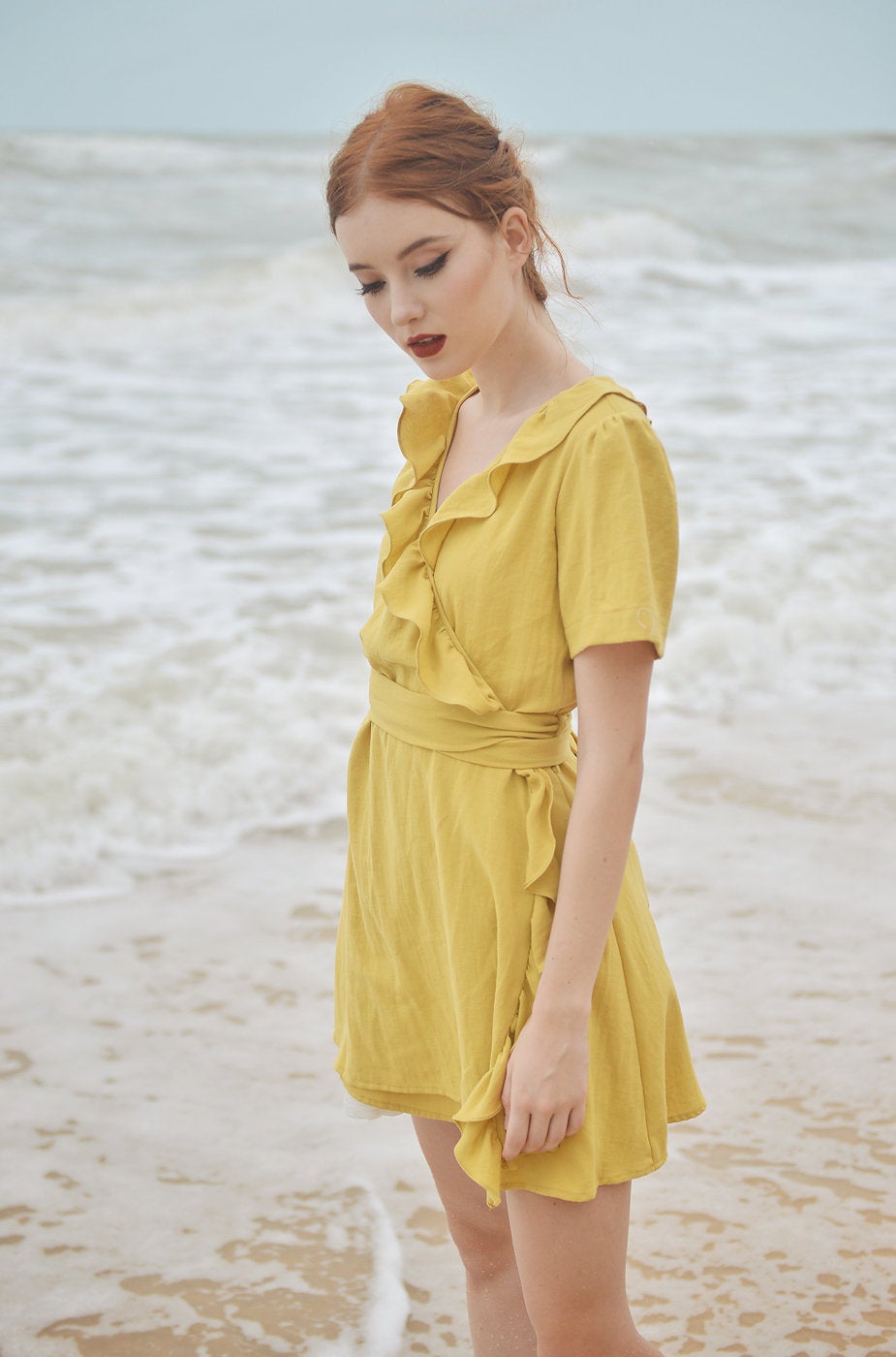 Wrap Dress Cotton - Wrap Dress Linen - Frills Wraparound Dress