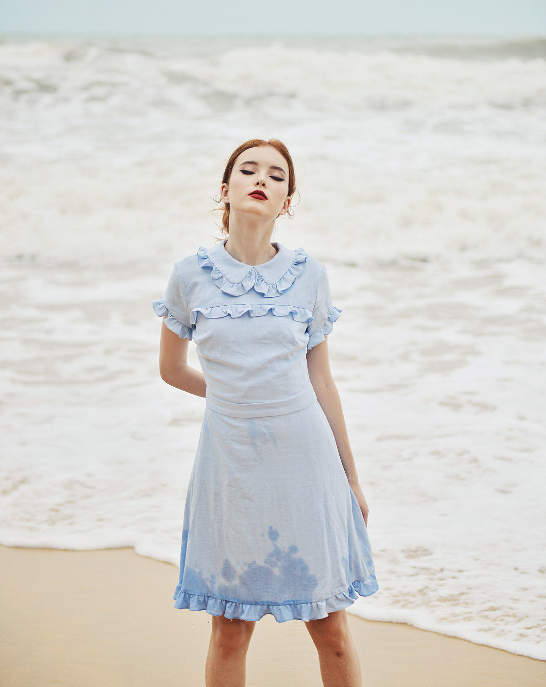Summer Dress Cotton - Women Linen Dress - Short Sleeves Dress - Frills Cotton Dress
