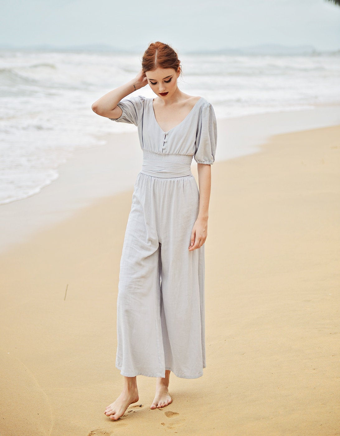 Linen Jumpsuit Overalls - Women Summer Jumper - Cotton Jumpsuit for Women