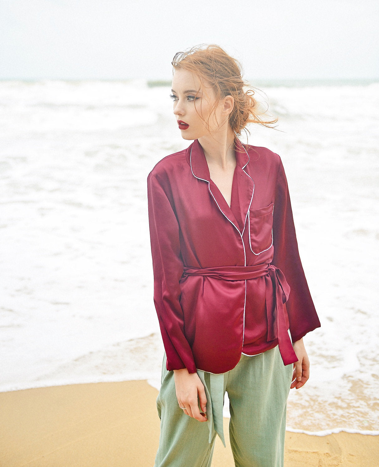 Silk Wrap Top - Silk Blouse Women - Long Sleeve Silk Top - Silk Wrap Blouse - Silk Top - Mulberry Silk Clothing