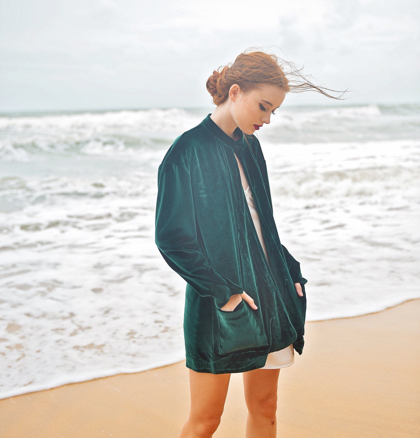 Women Cardigan Velvet - Classic Velvet Cardigan - Long Sleeve Jacket - Winter Velvet Coat