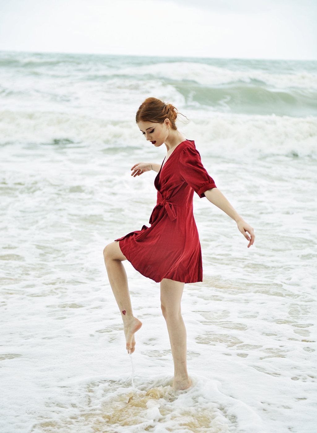Linen Wrap Dress - Cotton Wraparound Dress - Casual Linen Dress - Cotton Summer Dress