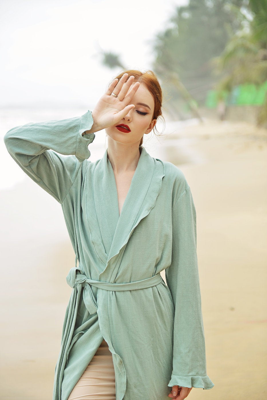 Linen Robe Long - Linen Robe for Women - Women Long Robe - Long Sleeve Robe