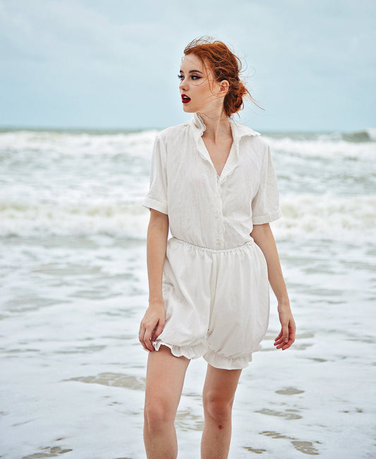 Linen Shirts Women - Linen Shirts Short Sleeve - Linen Shorts for Women - Cotton Pajamas Women