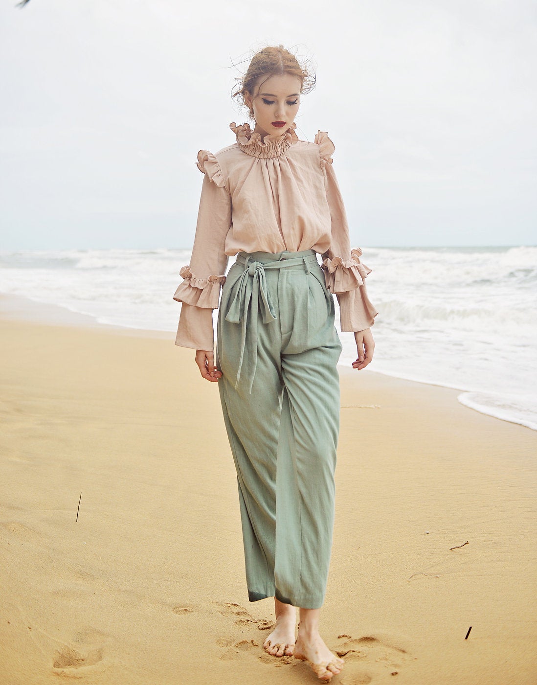 Linen Pants Relaxed Fit - Women Linen Pants - Cotton Pants Elastic Waist