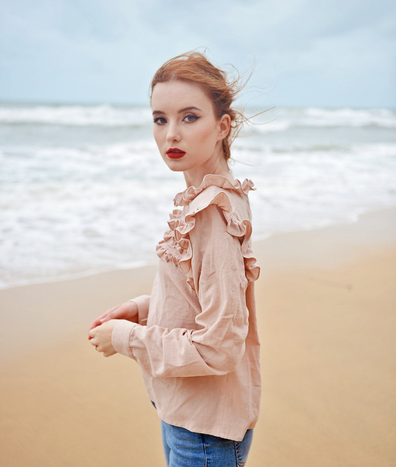 Women Cotton Blouse - Cotton Top Long Sleeve - Linen Cotton Blouse - Women Collar Shirt - Organic Cotton Clothes
