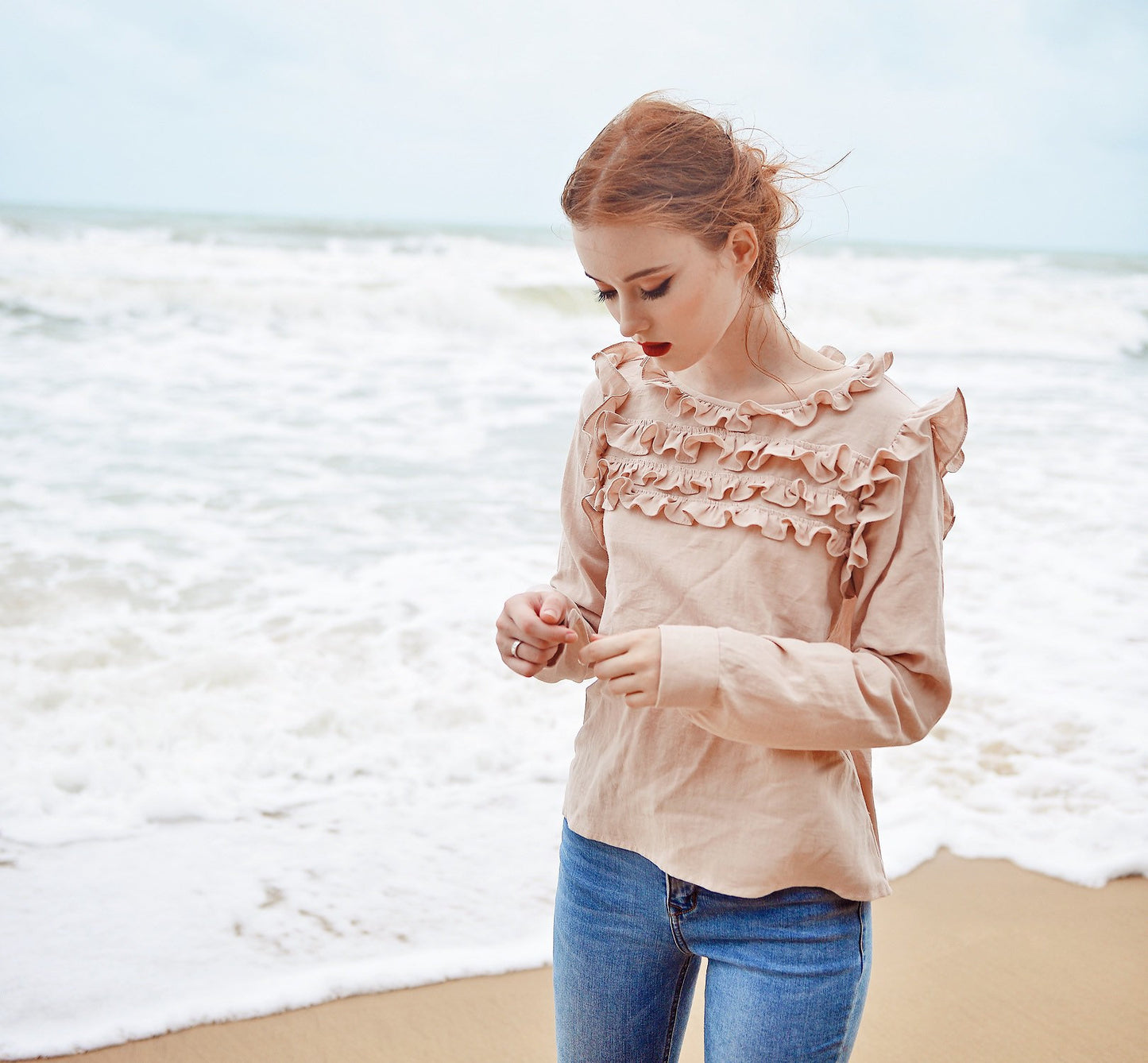 Women Cotton Blouse - Cotton Top Long Sleeve - Linen Cotton Blouse - Women Collar Shirt - Organic Cotton Clothes