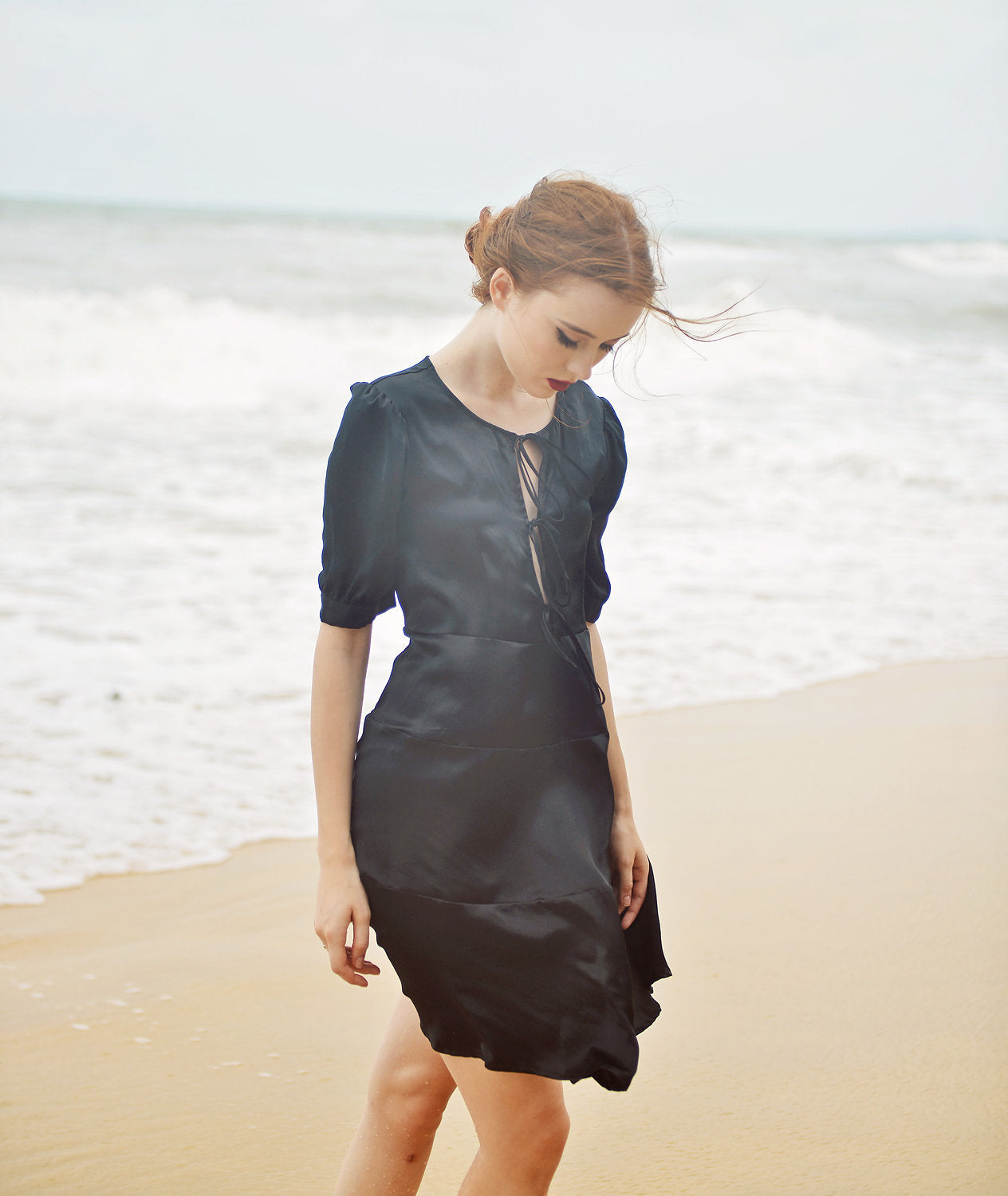 Black Silk Slip Dress - Pure Silk Dress - Women Silk Midi Dress - Mulberry Silk Dress - Silk Dress