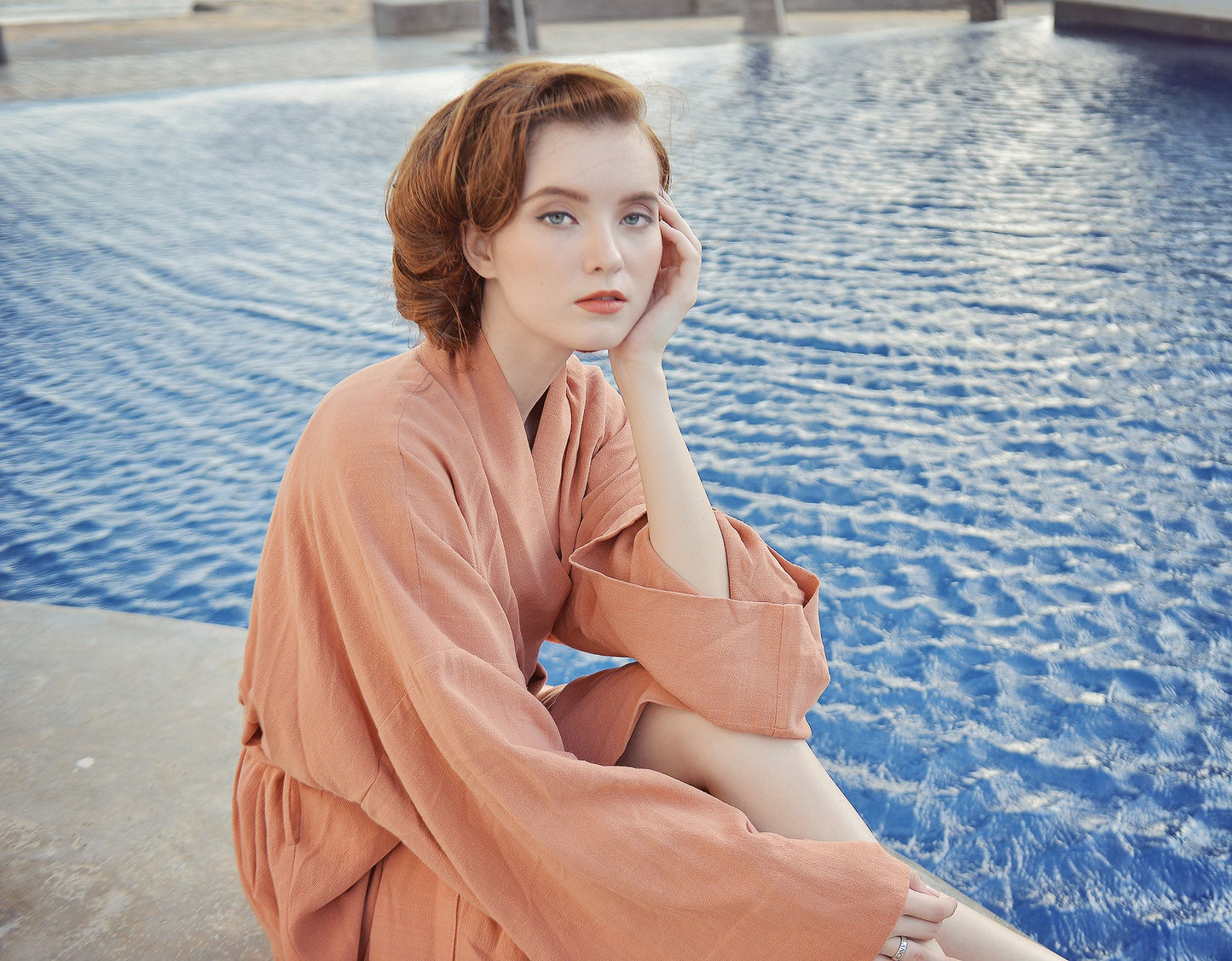 Linen Robe Midi - Cotton Robe Women - Women Long Sleeves Robe