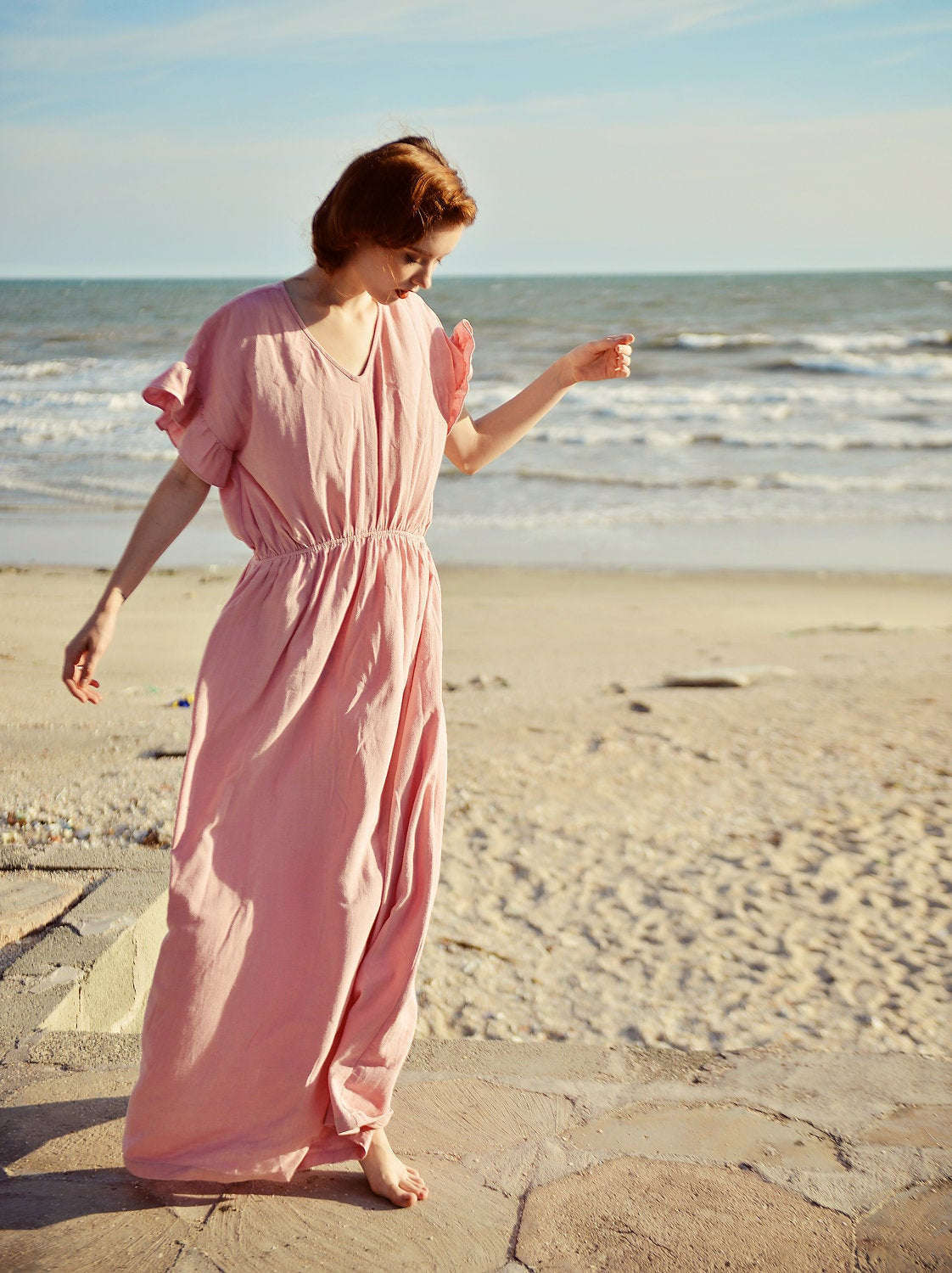 Linen Caftan Women - Women Linen Dress - Cotton Summer Dress - Natural Fabric