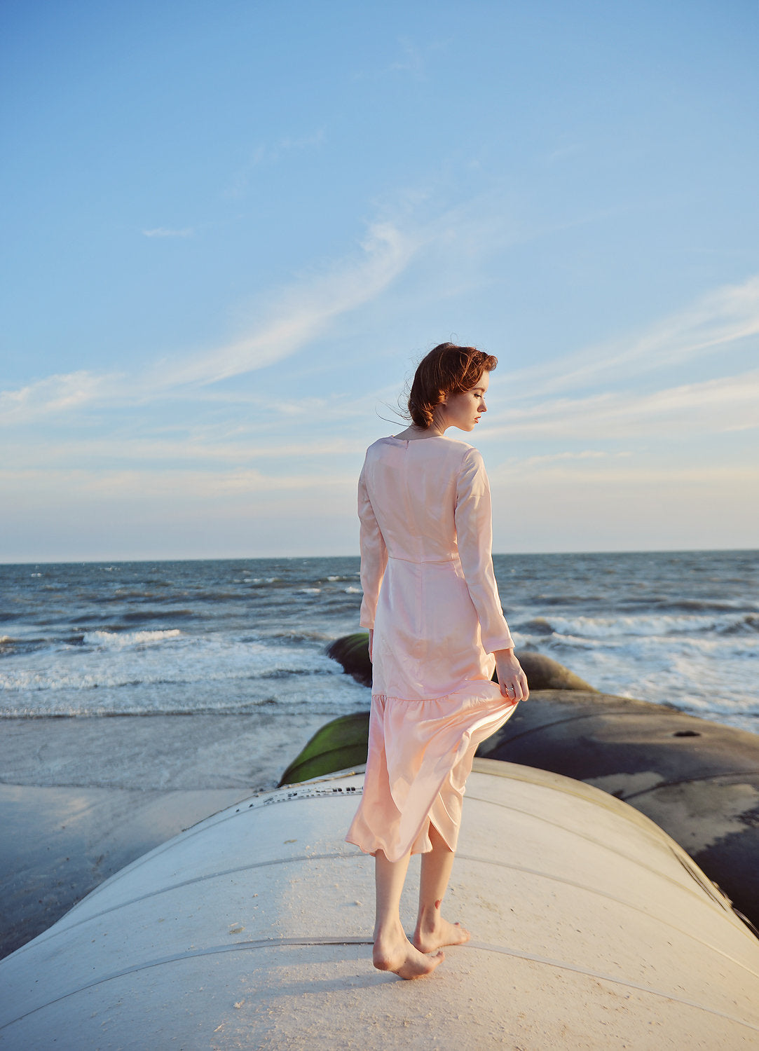 Silk Gown - Silk Tea Length Dress - Women Silk Event Dress - Wedding Guest Dress