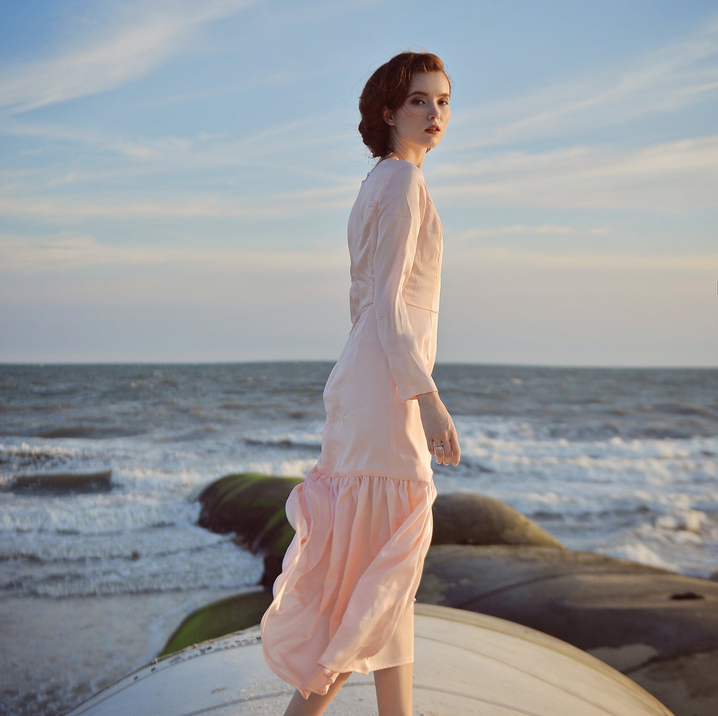 Silk Gown - Silk Tea Length Dress - Women Silk Event Dress - Wedding Guest Dress