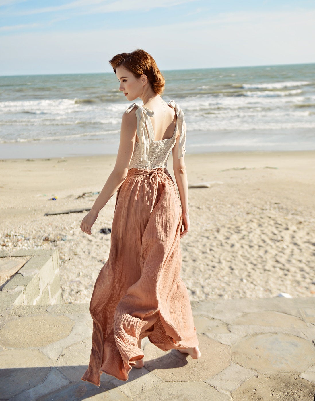 Maxi Skirt Boho Women - Gypsy Long Skirt - Skirt with Adjustable Waist - Bohemian Skirt - Hippy Side Slit Skirt