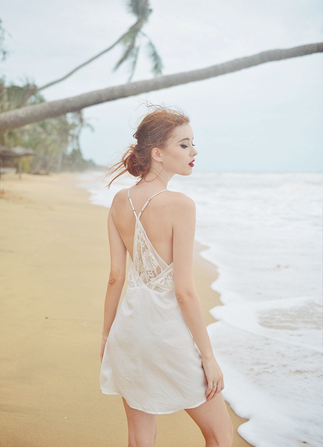 Silk Slip Women - White Silk Dress - Lace Silk Dress - Bridal Silk Slip
