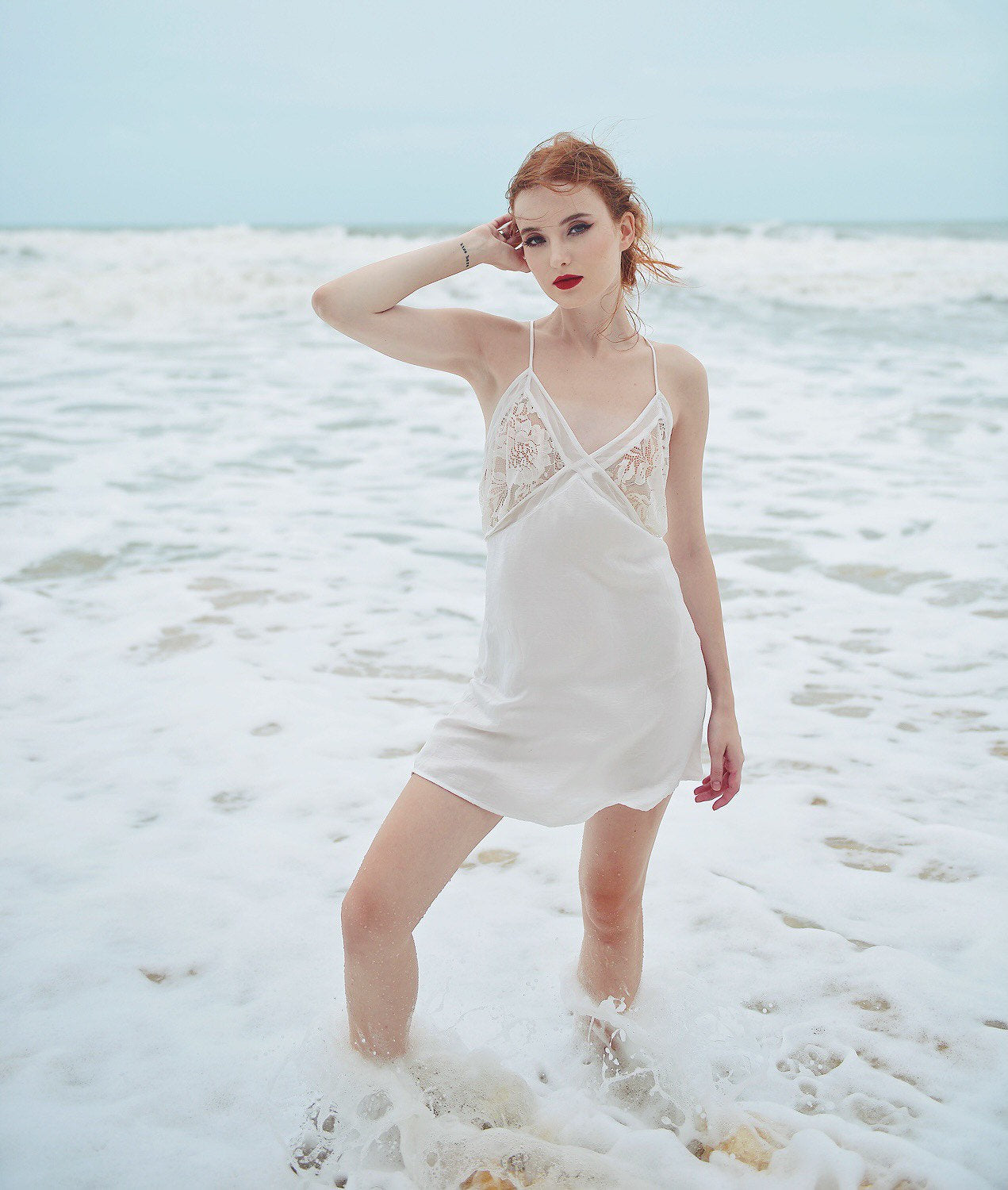 Silk Slip Women - White Silk Dress - Lace Silk Dress - Bridal Silk Slip