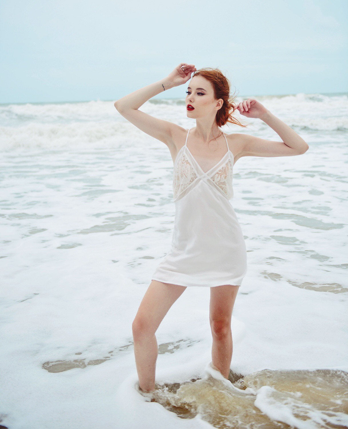Silk Slip Women - White Silk Dress - Lace Silk Dress - Bridal Silk Slip
