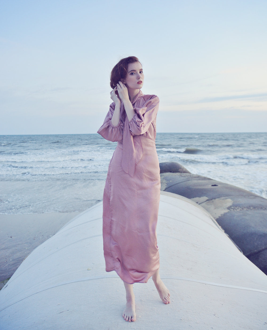 Silk Dress Midi Length - Simple Wedding Dress - Midi Bridal Gown - Minimalist Wedding