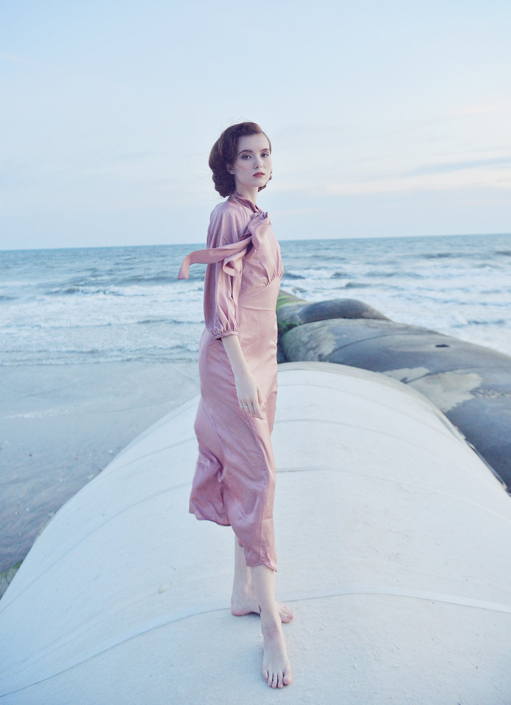 Silk Dress Midi Length - Simple Wedding Dress - Midi Bridal Gown - Minimalist Wedding