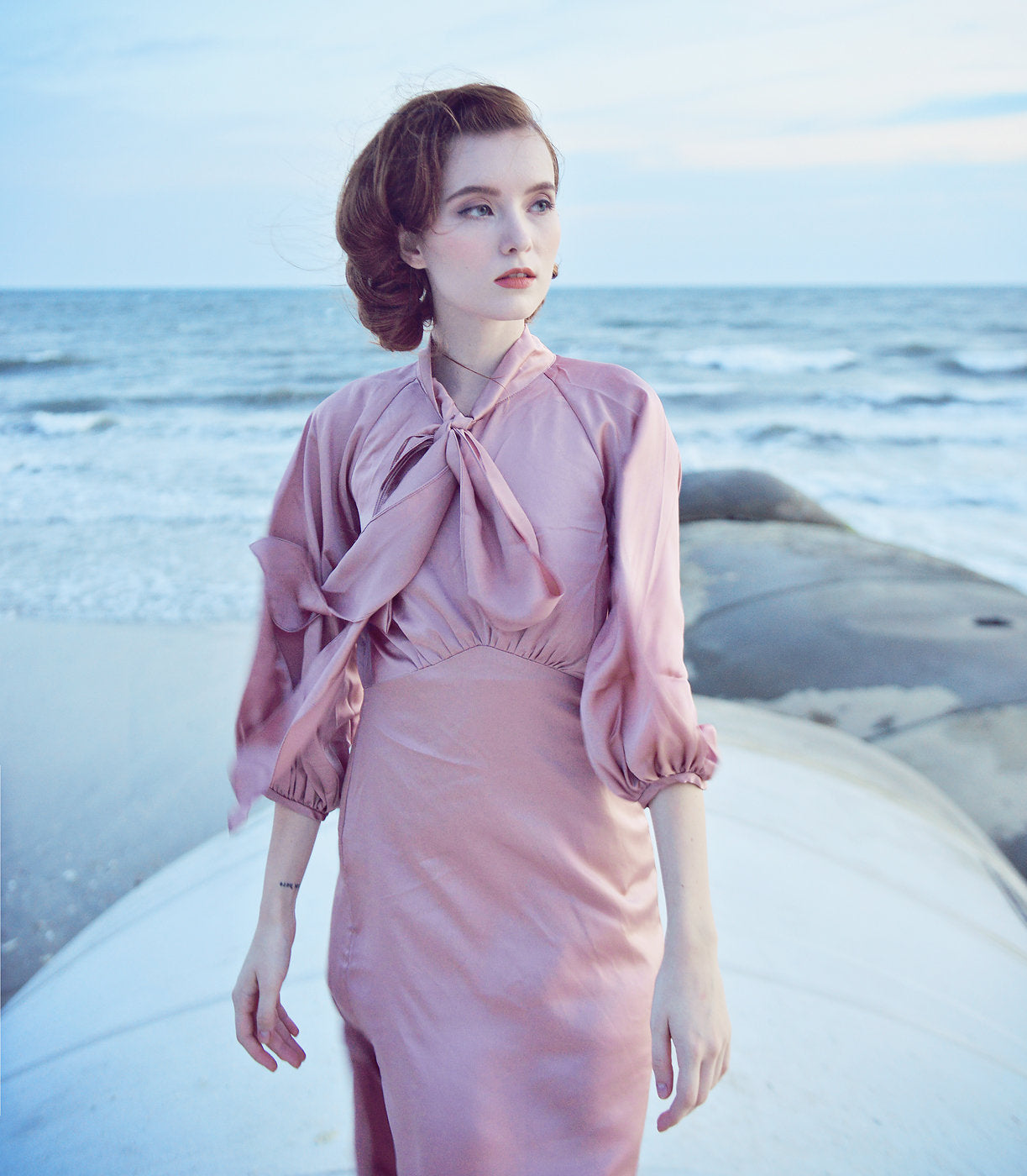 Silk Dress Midi Length - Simple Wedding Dress - Midi Bridal Gown - Minimalist Wedding