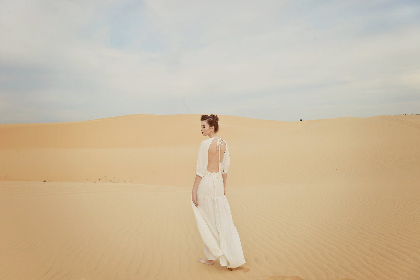Openback Linen Dress - Linen Dress Maxi - Backless Cotton Dress