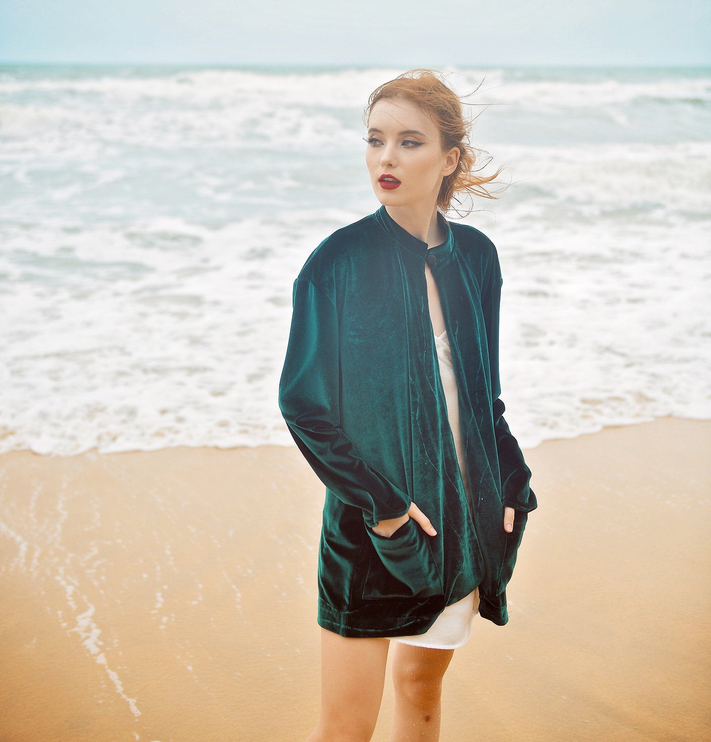 Women Cardigan Velvet - Classic Velvet Cardigan - Long Sleeve Jacket - Winter Velvet Coat