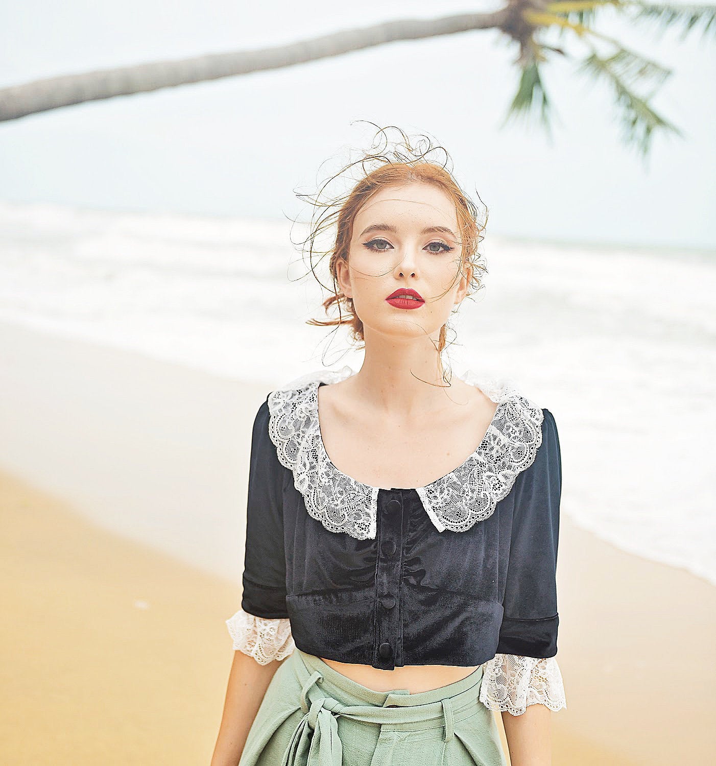 Crop Top Women - Velvet Crop Top - Autumn Velvet Top