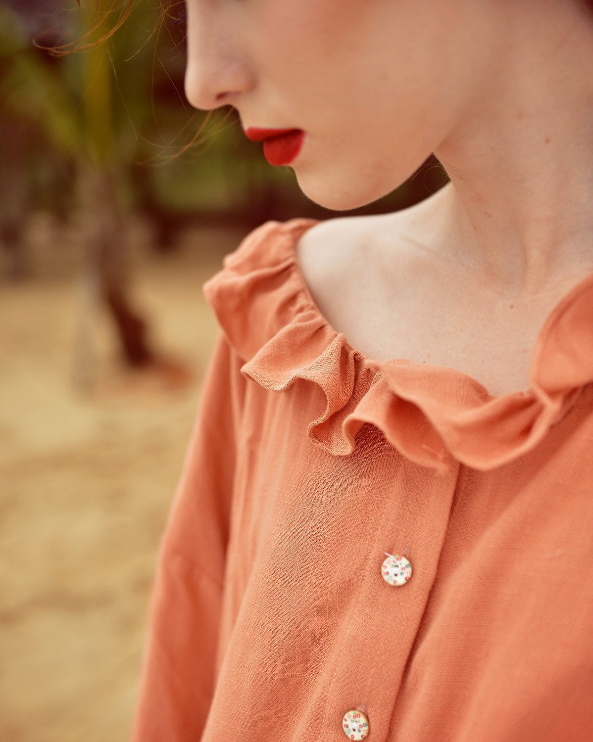 Linen Shirt Long Sleeves - Linen Cotton Blouse - Women Collar Shirt - Organic Cotton Clothes