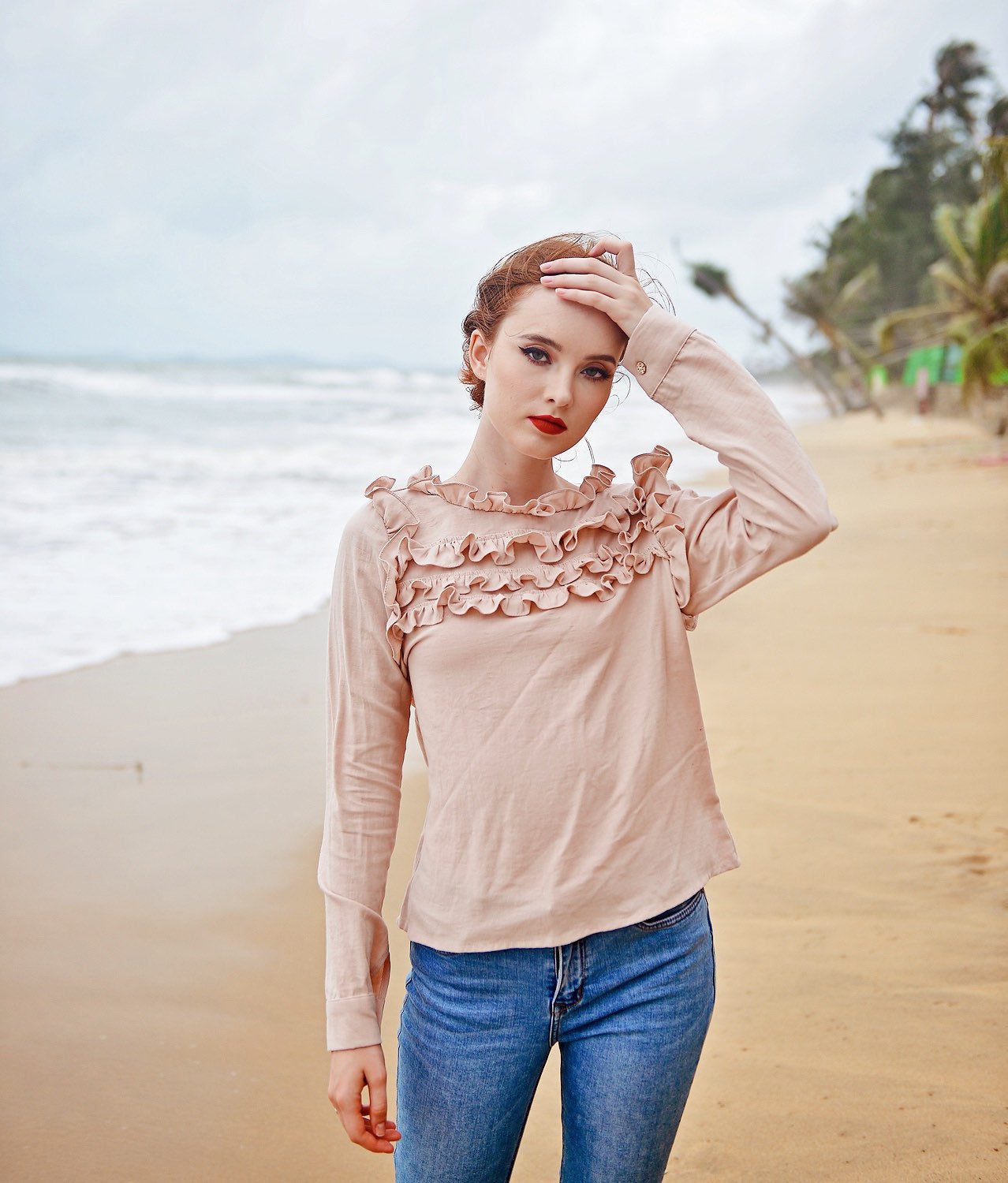 Women Cotton Blouse - Cotton Top Long Sleeve - Linen Cotton Blouse - Women Collar Shirt - Organic Cotton Clothes