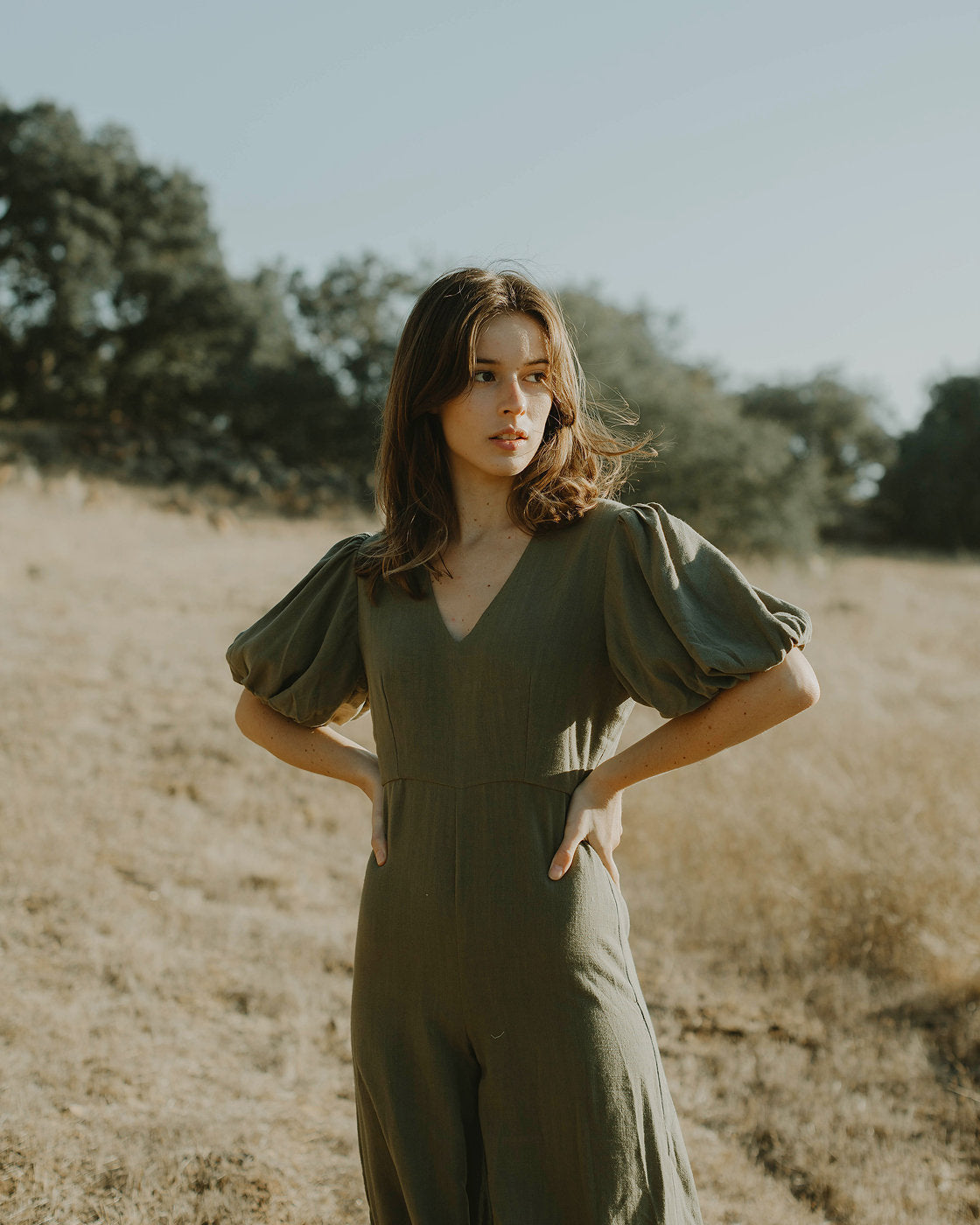 Jumpsuit Linen - Balloon Sleeves - Linen Jumper Women