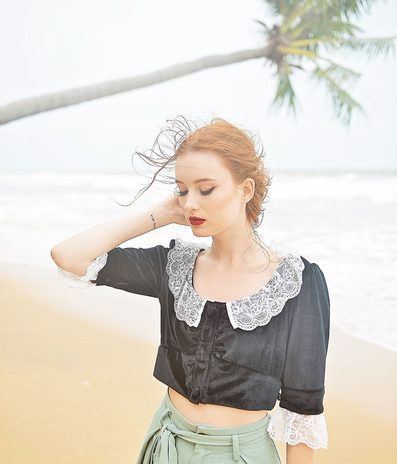 Crop Top Women - Velvet Crop Top - Autumn Velvet Top