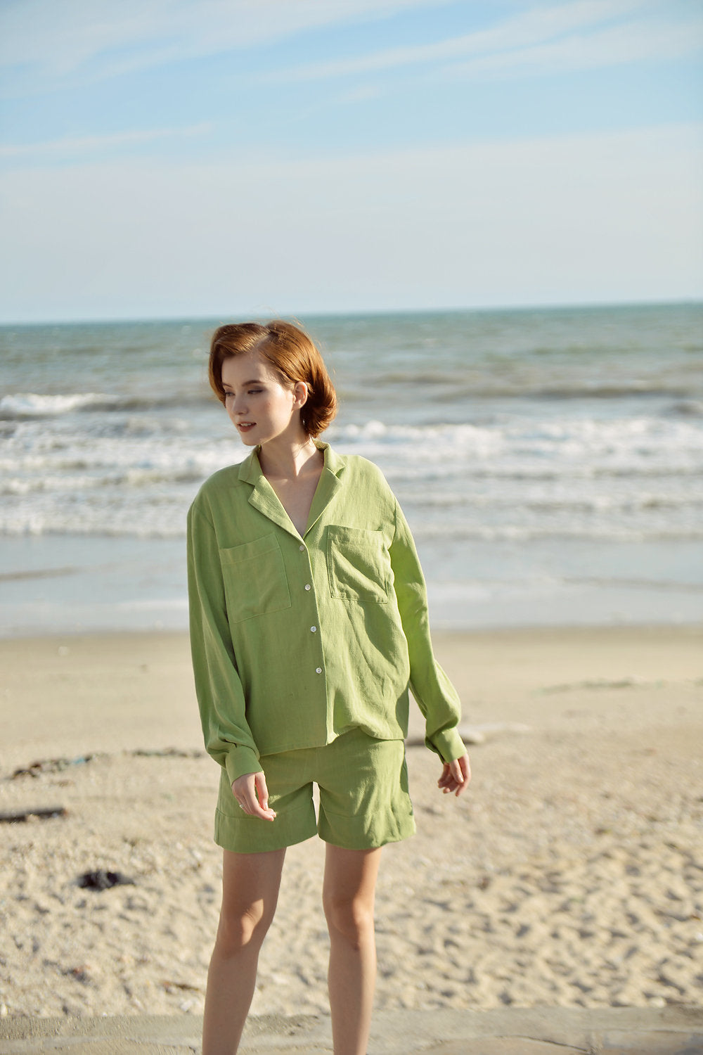 Linen Pajamas Long Sleeve - Linen Cotton LoungeWear - Comfy Cotton Nightwear - Women Cotton Pjs