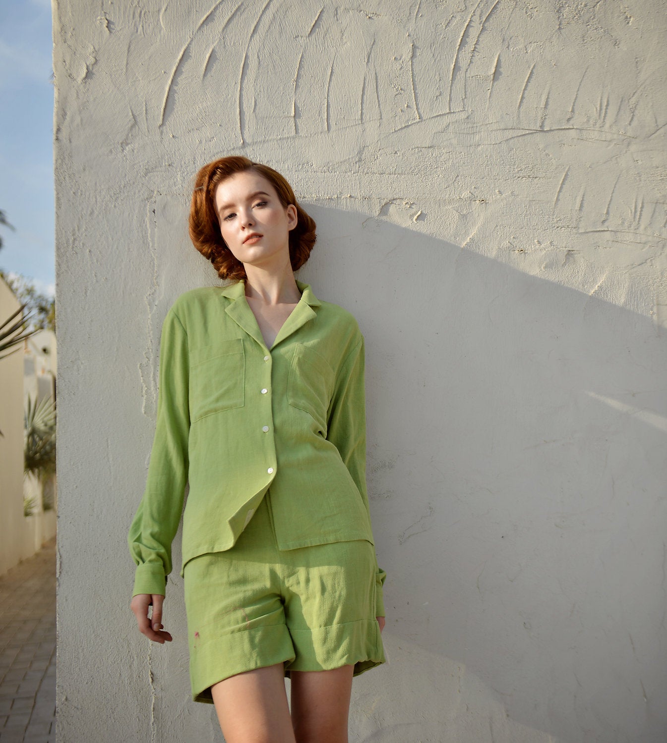 Linen Pajamas Long Sleeve - Linen Cotton LoungeWear - Comfy Cotton Nightwear - Women Cotton Pjs