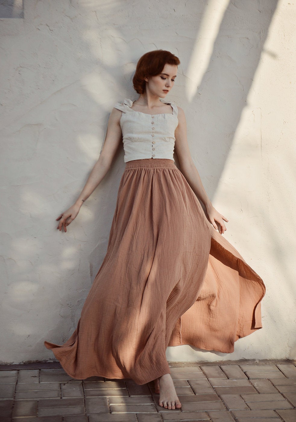 Maxi Skirt Boho Women - Gypsy Long Skirt - Skirt with Adjustable Waist - Bohemian Skirt - Hippy Side Slit Skirt
