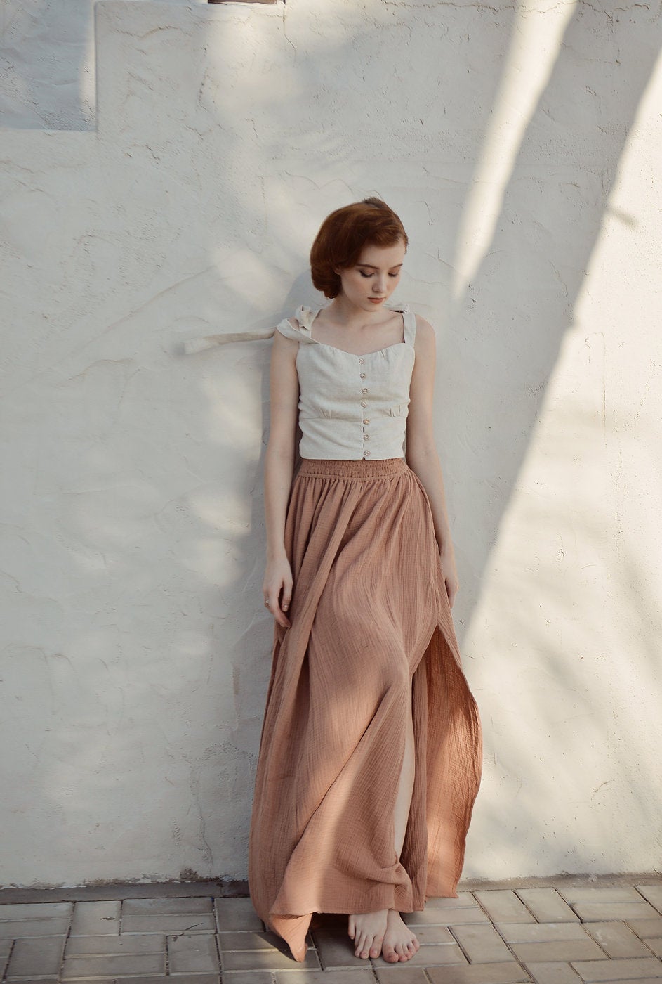 Maxi Skirt Boho Women - Gypsy Long Skirt - Skirt with Adjustable Waist - Bohemian Skirt - Hippy Side Slit Skirt