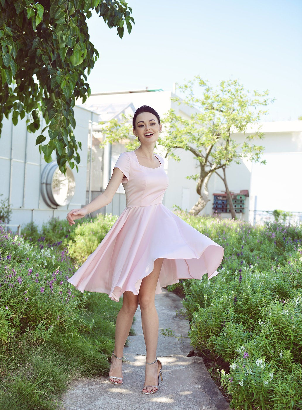 Short Sleeve Silk Dress - Bridesmaids Silk Dress - Short Prom Silk Dress - LelaSilk Dress - Silk Dress - Mulberry Silk Dress