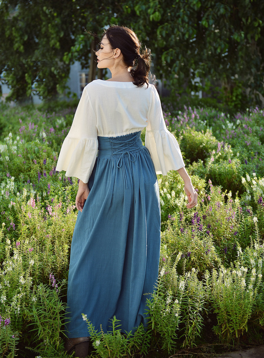 Linen Skirt Women - Bohemian Long Skirt - Skirt with Elastic Waist - Bohemian Maxi Skirt - Hippy Long Skirt