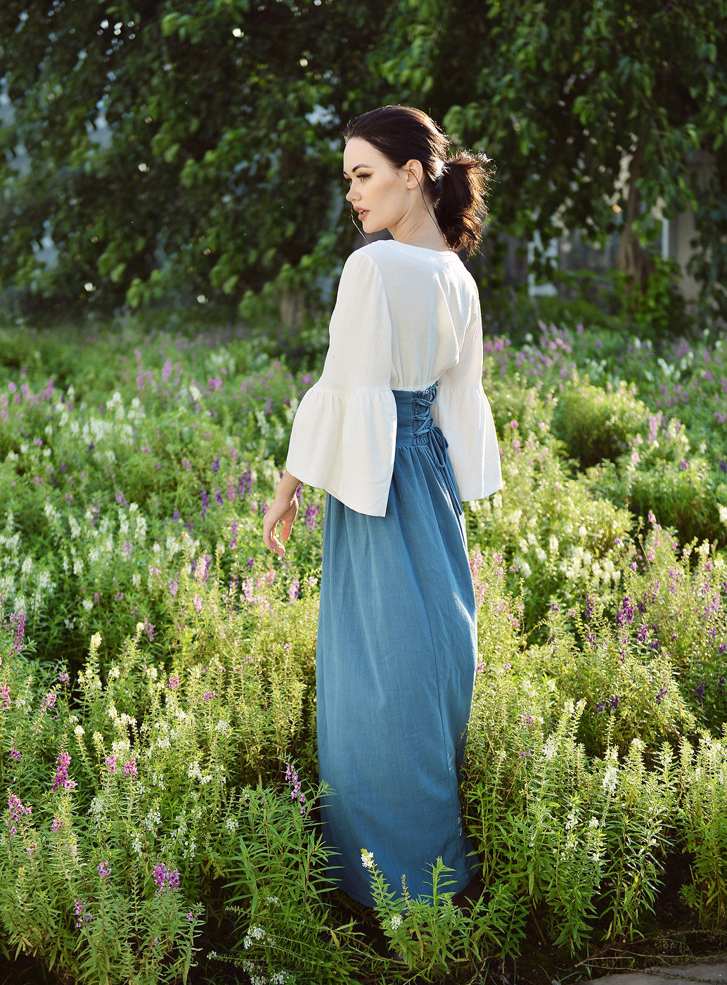 Linen Skirt Women - Bohemian Long Skirt - Skirt with Elastic Waist - Bohemian Maxi Skirt - Hippy Long Skirt