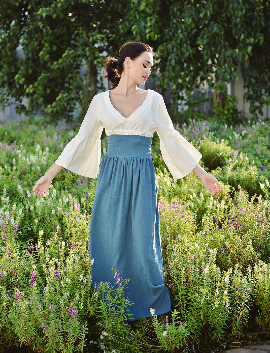 Linen Skirt Women - Bohemian Long Skirt - Skirt with Elastic Waist - Bohemian Maxi Skirt - Hippy Long Skirt