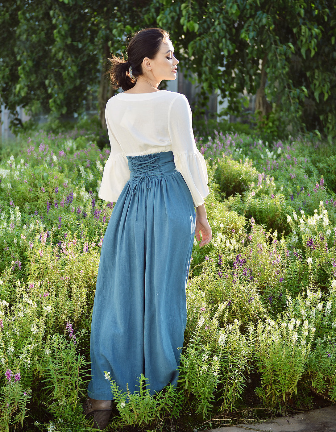 Linen Skirt Women - Bohemian Long Skirt - Skirt with Elastic Waist - Bohemian Maxi Skirt - Hippy Long Skirt