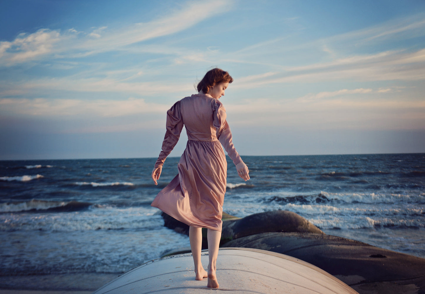 Long Sleeves Silk Dress - Vintage Silk Dress - Classic Silk Dress