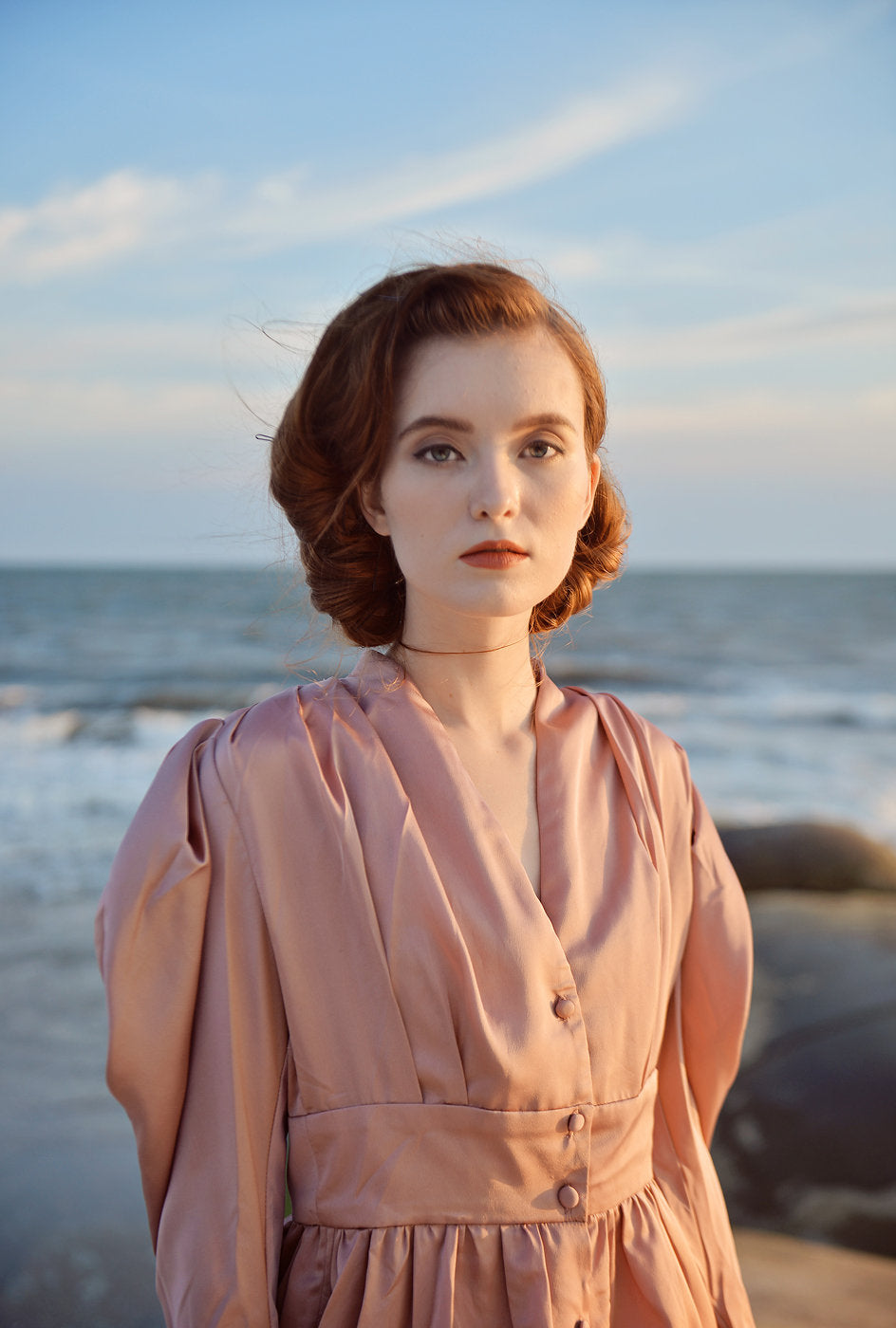 Long Sleeves Silk Dress - Vintage Silk Dress - Classic Silk Dress